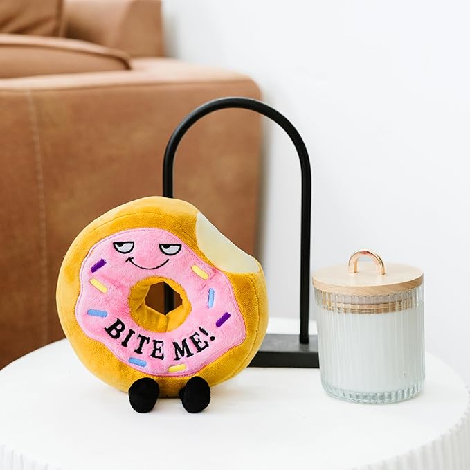 Donut Plushie - Bite Me Sassy Donut Plush, Gift for Friends, Food Plush Toy for Gifting