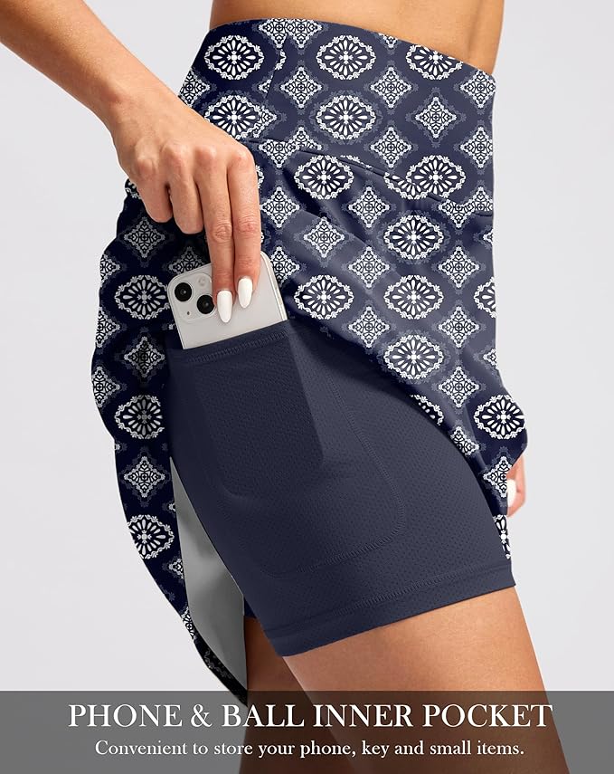 G Gradual 20" Skorts with Pockets Knee Length Golf Skirt | Built in Soft Shorts, High Waisted, Tummy Control, Breathable, Long Skorts for Athletic, Tennis, Dressy, Casual, Summer