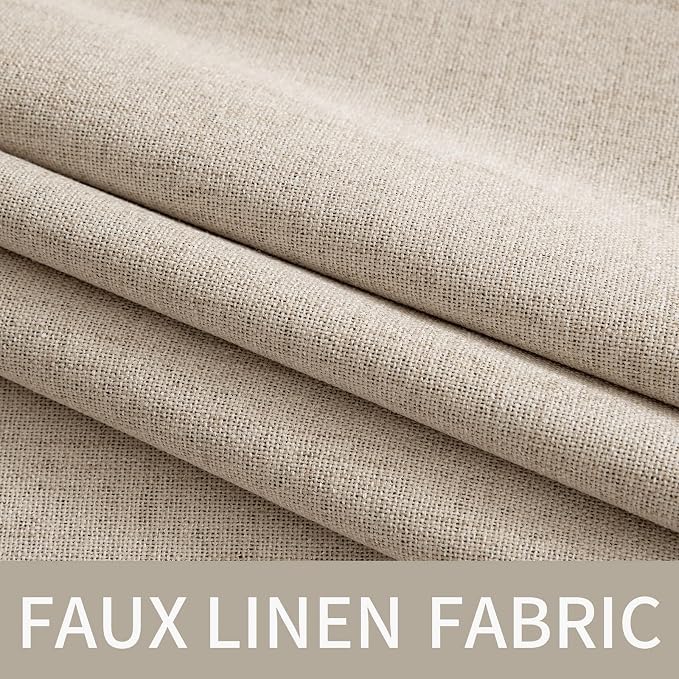 MIULEE Linen Textured Curtains Solid 100% Blackout for Bedroom Thermal Insulated Taupe Grommet Room Darkening Curtains & Drapes Luxury Decor for Living Room 52 x 72 Inch (2 Panels)