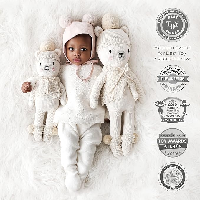 cuddle + kind Stella The Polar Bear Regular 20" Hand-Knit Doll – 1 Doll = 10 Meals, Fair Trade, Heirloom Quality, Handcrafted in Peru, 100% Cotton Yarn