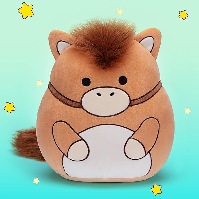 Original 12-inch Horse Plush Pillow Stuffed Animal Toy,Big Size Soft Cute Fat Cuddle Huggable Adorable Plushie,Gift for Kids