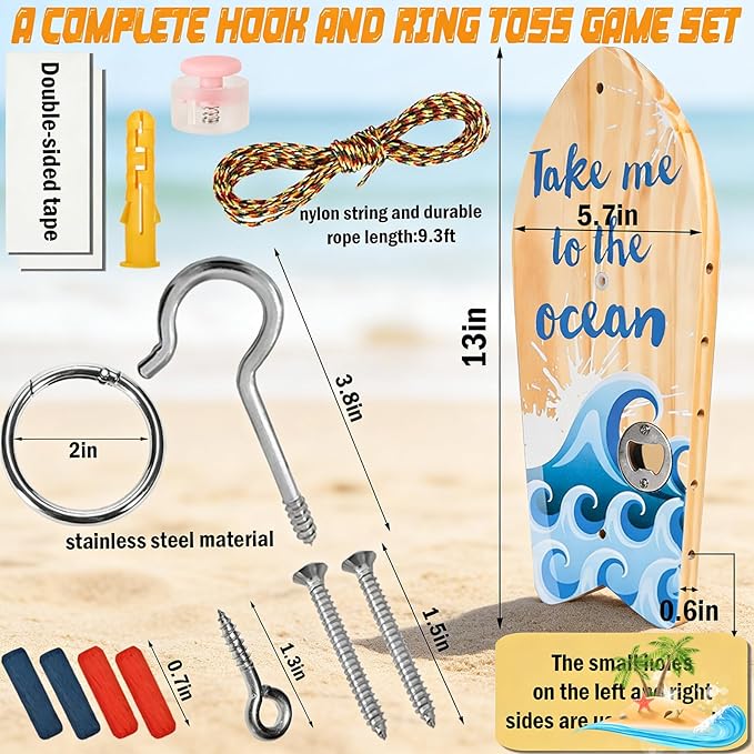 Hook and Ring Toss Game, Toss Game Set Outdoor Indoor, Hook and Ring Swing DIY Kit, 2026 Upgrade Throwing Toys with String and Hooks, Gifts for Men