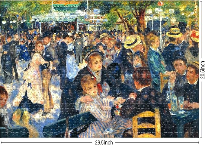 Antelope 1000 Pieces Dance at le Moulin de la Galette Puzzle, High Resolution, Matte Finish, Smooth Edging, No Dust, Cardstock, Intermediate, All Age, 29.5 x 20.5in