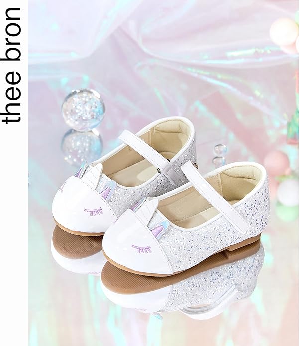 THEE BRON Mary Jane Ballet Flats - Girls' Dress Shoes with Hook & Loop Closure