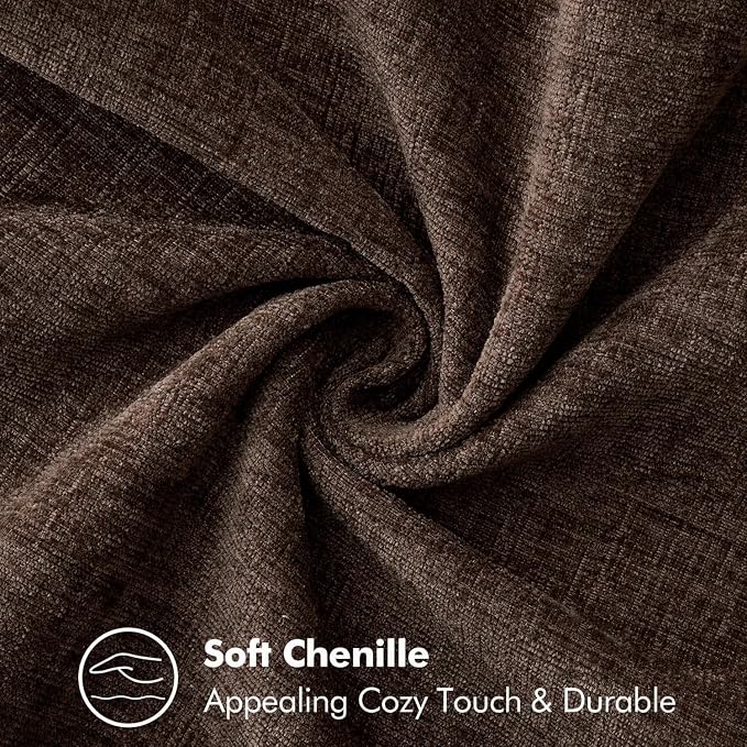 MIULEE Decorative Couch Throw Pillow Covers 20x20 Inch Dark Brown 2 Pack | Farmhouse Pillow Covers with Stitched Edge, Soft Chenille Cushion Cases, for Sofa Bed Living Room Home Decor