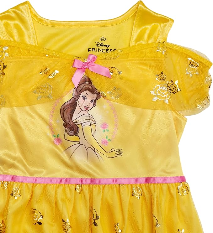 Disney Girls' Princess Dress Nightgown, Fantasy Gown, Soft & Cute Pajamas for Kids