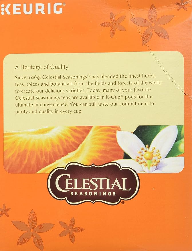 Celestial Seasonings Mandarin Orange Spice Herbal Tea, K-Cup Portion Pack for Keurig K-Cup Brewers, 24-Count