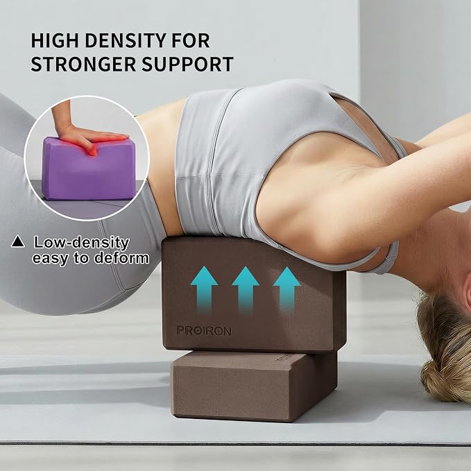 PROIRON Yoga Blocks, 2 Pack Supportive High Density Premium Eva Foam, Soft Non-Slip Surface with Curved Edges Stretch Blocks For Yoga, Pilates, Stretching