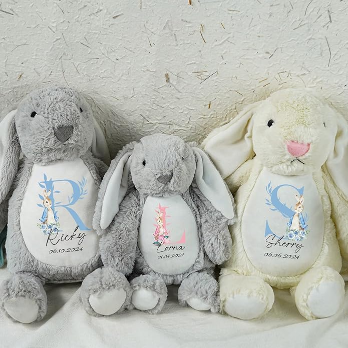Custom Plush Bunny Keepsake Toy Hold Me Close Worry Hug Rabbit Personalized Stuffed Animal Doll Baby Shower Birthday Gift