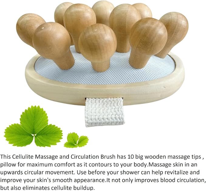 7-Piece Massage Kit – with DawnRise Therapy Massage Board - Jade Roller - Facial Tool - Wooden Bath Belt - Wooden Roller - Bath Brush & Canvas Bag for Full Body & Muscle Massage