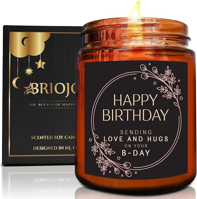Happy Birthday Gifts for Women Men - Sending Love Hugs Relaxing Birthday Candle for Mom Sister Girlfriend Bestie Daughter Aunt - Best Gift for Her - Cashmere Vanilla Scented Soy Jar Candle