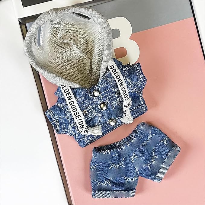 Clothes Fit for 17CM Doll, Fashion Doll Clothes Outfit Set Cute Theme Designer Toys Dress Accessories for Collector Fans Display (G Blue Denim Hoodie)