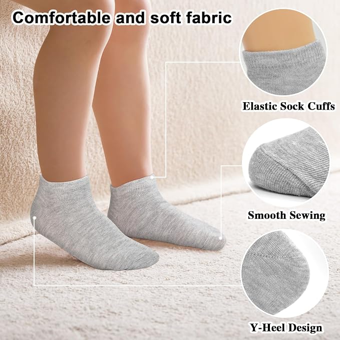 ZERULETS Kids Socks, 20 Pairs Ankle Low Cut Short Athletic Socks for Boys Girls Toddler 1-13 Years