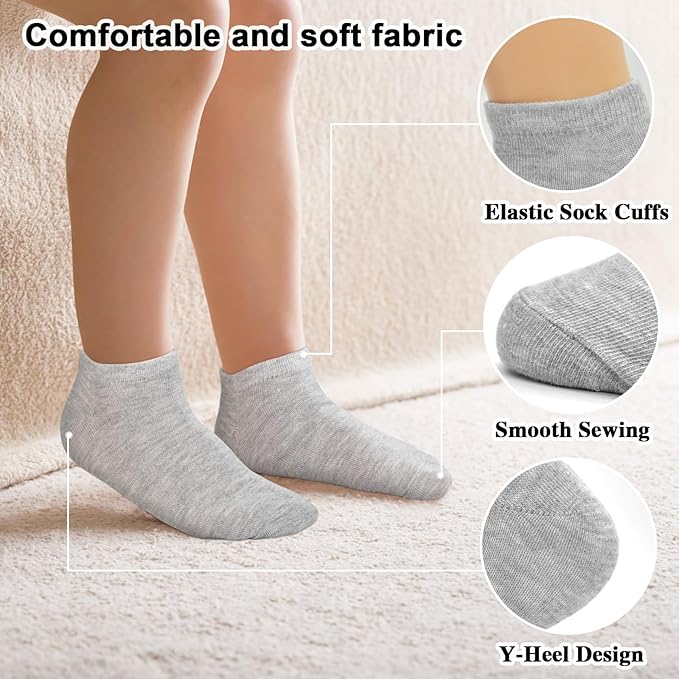 ZERULETS Kids Socks, 20 Pairs Ankle Low Cut Short Athletic Socks for Boys Girls Toddler 1-13 Years