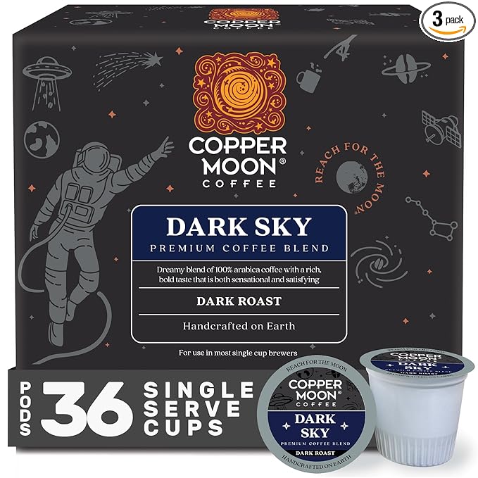 Copper Moon Single Serve Coffee Pods for Keurig K-Cup Brewers, Dark Roast, Dark Sky Blend, 36 Count