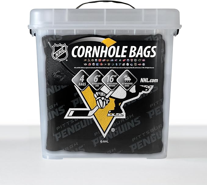 YouTheFan Officially-Licensed NHL Set of 4 Cornhole Bags - All Weather Regulation 6” x 6” Size - 16oz Weight - Designed in USA