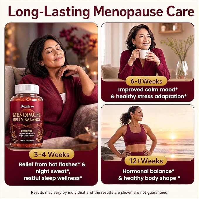 Menopause Supplements for Women Gummies - Black Cohosh & Soy Isoflavones for Menopause Hot Flashes, Belly Burner*, Hormone Harmony & Mood Balance| Sugar-Free,60 Gummies