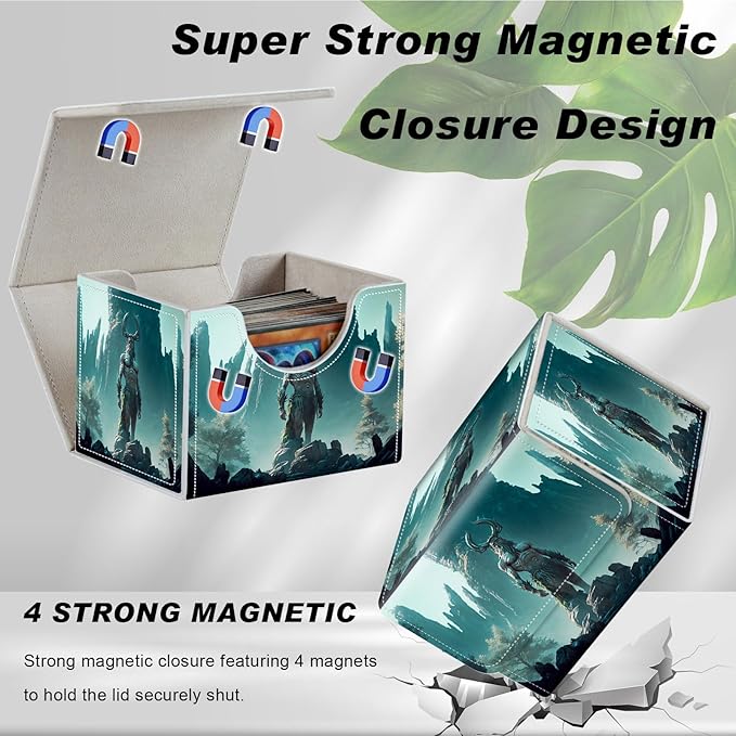 DEGDFSGR Card Game Storage Box for TCG MTG Deck Box Organizer Trading Card Case Commander Deck Box Magnetic Closure Creative Pattern Up to 200 Cards, God Of Mountains Monster