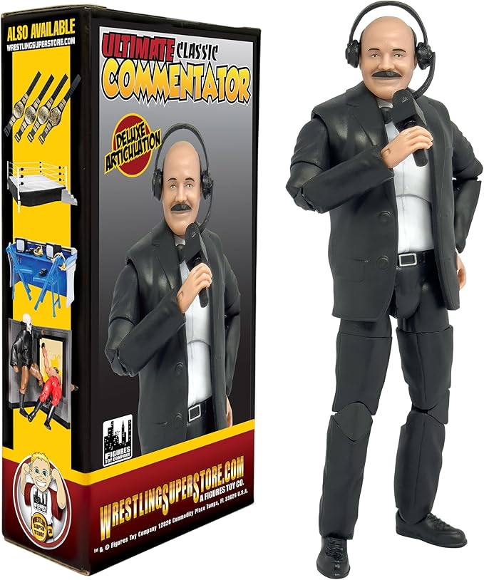 Ultimate Classic Announcer Commentator with Deluxe Articulation for Wrestling Action Figures