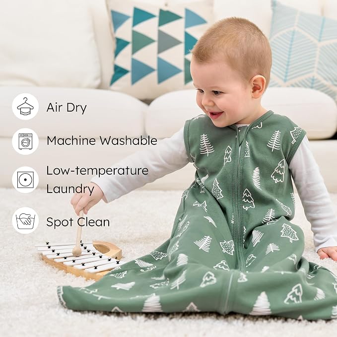 Baby Sleep Sack 0-6 months, 100% Cotton Sleeping Sack for Newborn and Infant, 3 Pack Baby Wearable Blanket, 0.5 Tog Lightweight Double Zipper Sleep Bag Small Brown Green Lion