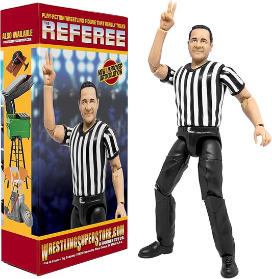 Figures Toy Company Ultimate Three Counting & Talking Wrestling Referee Action Figure with Deluxe Articulation for Wrestling Action Figures