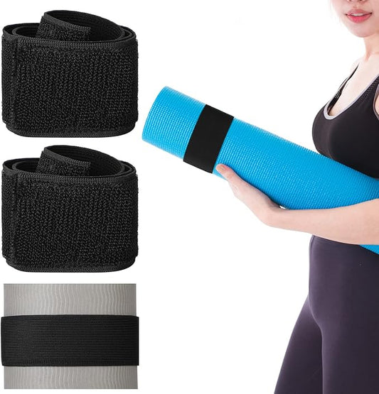 Honoson 4 Pcs Nylon Yoga Mat Strap Stretchable Holder Straps Heavy Duty Bungee Straps Band Adjustable Carrying Strap for Exercise Workout Pilates Yoga Mat Storage Gym, Black