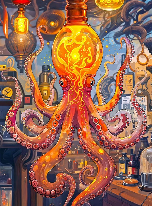 Cross & Glory 1000 Piece Jigsaw Puzzle for Adults | Octopus Alchemy: The Lava Experiment | Marine Ocean Artwork Puzzle | Challenging Brain Teaser | Satin Finish | 20x27 Inches