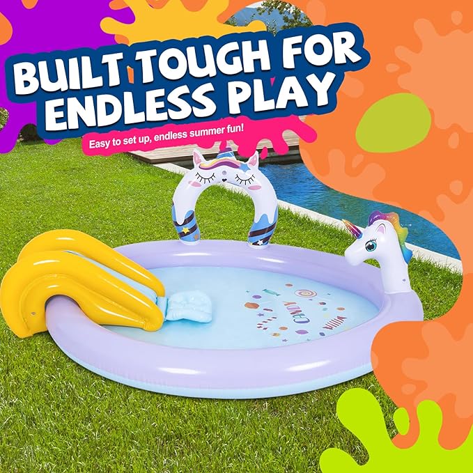 DIMAR GARDEN Inflatable Kids Swimming Pool Water Slide Spray Pool Play Center