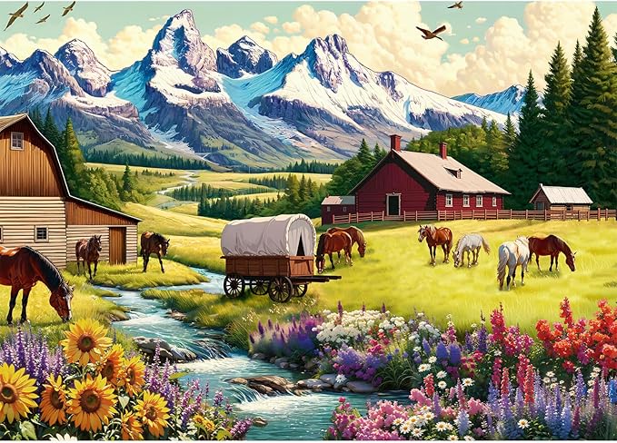 Sutinban 1000 Piece Puzzle for Adults,Snow Mountain Pastoral Jigsaw Puzzle 1000 Pieces,Serene and Simple Lifestyle Jigsaw Puzzles,Great Gift for Puzzle Lovers 27.5''X19.7''