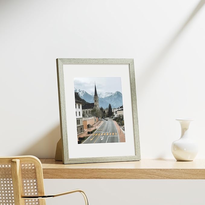 Vittanly 11x14 Picture Frames Set of 9 for Wall Mounting, Driftwood | Display Pictures 8x10 with Mat or 11x14 without Mat, Engineered Wood with Shatter Resistant Plexiglass, Gallery Photo Frames