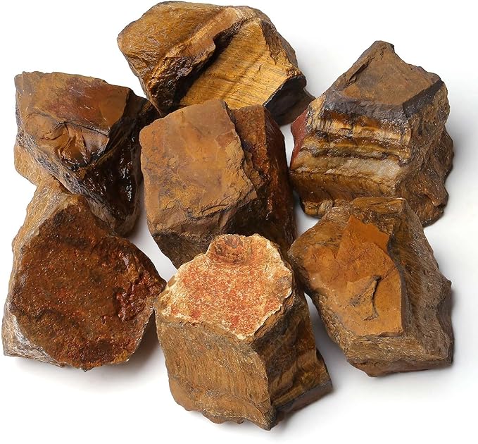 LAIDANLA 2" Tiger Eye Natural Rough Stones Crystal Large Raw Crystals Bulk Healing Cuarzo Gemstones for Reiki Healing Tumbling Fountain Rocks Wire Wrapping Decoration 4PCS 0.5lb
