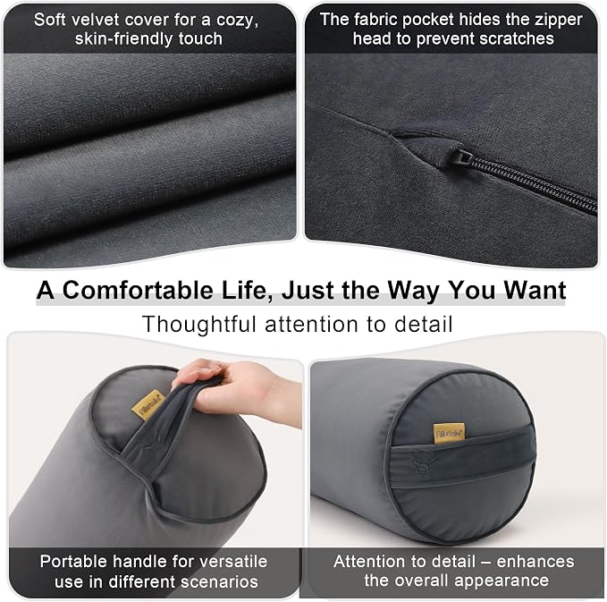 Body Pillow for Adults,Long Round Pillow,Big Cylindrical Pillow,Large Full Bolster Pillows for Side Sleepers (Charcoal Gray, 39.37"*7.87")