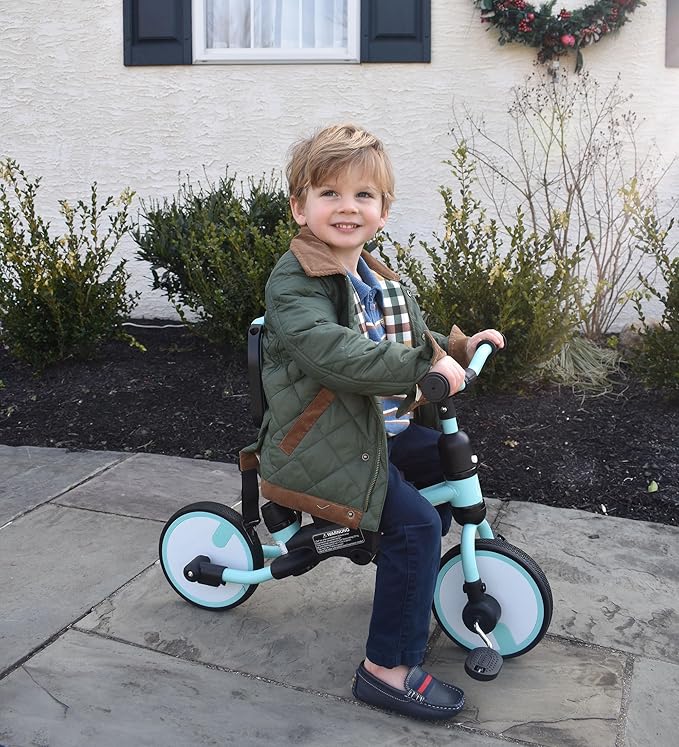 besrey Toddler Bike 1-3 Years Old,Toddler Tricycle with Spare Wheel,5 in 1 Kids Trike with Push Handle,Backrest and Safety Belt,Balance Bike 1+ Year Old,Birthday Gift and Toy for Boys and Girls