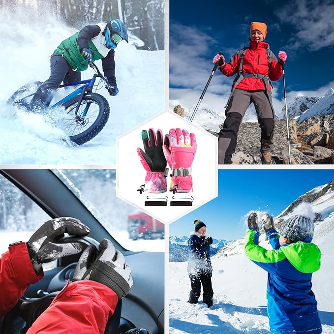 Ski Gloves,Snow Gloves,Waterproof Cold Weather Winter Gloves for Parent Boys Girls- Cycling, Driving, Running