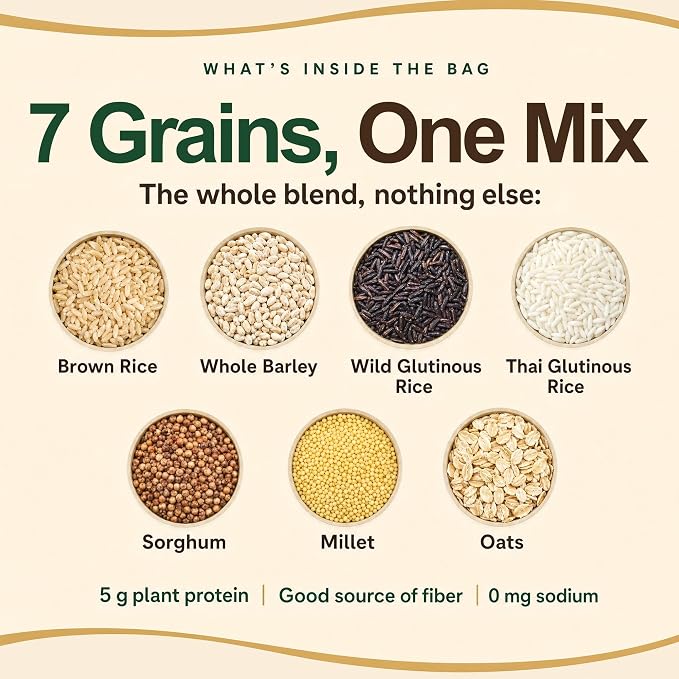 Jayone Mixed 7 Grains, 4 lbs - Korean Multigrain Rice Blend with Brown Rice, Barley, Millet & Sorghum