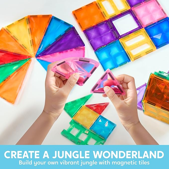 SYNCFUN 66PCS Magnetic Building Tiles, Toys for Toddler, 2D & 3D Magnet Tiles, Durable and Creative STEM Building Toys for Kids Aged 3-5 4-8, Educational Gift