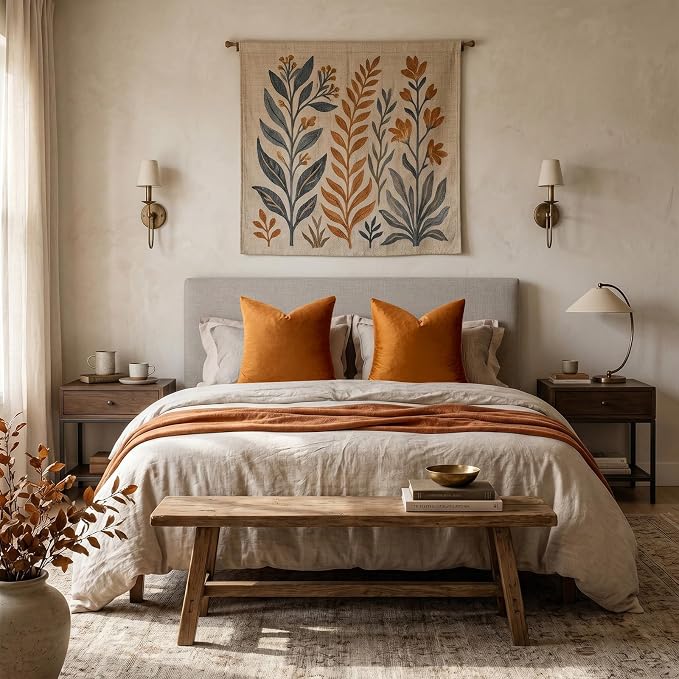 GIGIZAZA Orange Velvet Pillow Covers 20x20 Decorative Pillows Pack of 2 | Throw Pillows for Couch Sofa,280gsm Soft Textured Fabric,Modern Square Pillowcases,Luxury Cushion Covers