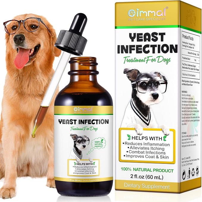 Dog Yeast Infection Treatment, Natural Yeast Infection Treatment for Dogs, Supports Dog Ear Infection Treatment and Allergy Itch Relief, Reduces Inflammation,Improve Coat & Skin, Bacon Flavor, 2 Fl Oz