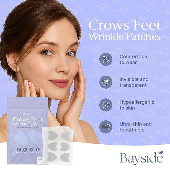 Crows Feet & Anti Aging Forehead Wrinkle Patches with Retinol, Niacinamide & Collagen | Anti Wrinkle Face Tape for Eleven Lines, Smile Lines & Eye Wrinkles | Overnight Wrinkle Patches for Women & Men