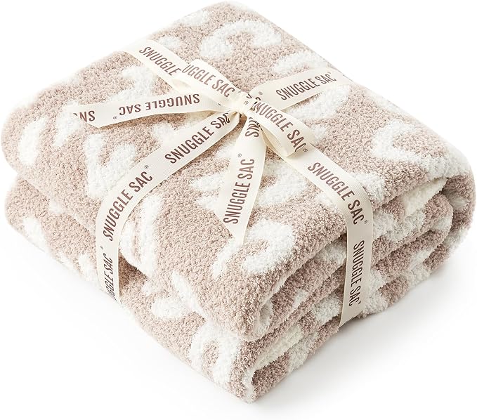 Snuggle Sac Leopard Throw Blanket for Couch Bed Sofa 50x70 inches, Reversible Beige Leopard Oversized Throw XL Ultra Soft Cozy Blankets for Women Mothers Birthday Gifts