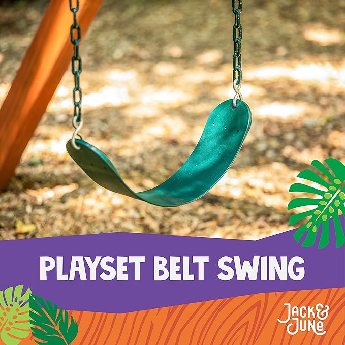 Jack & June Green Belt Playset Swing with 80” Chains Made for 5’ and 6’ Deck Height