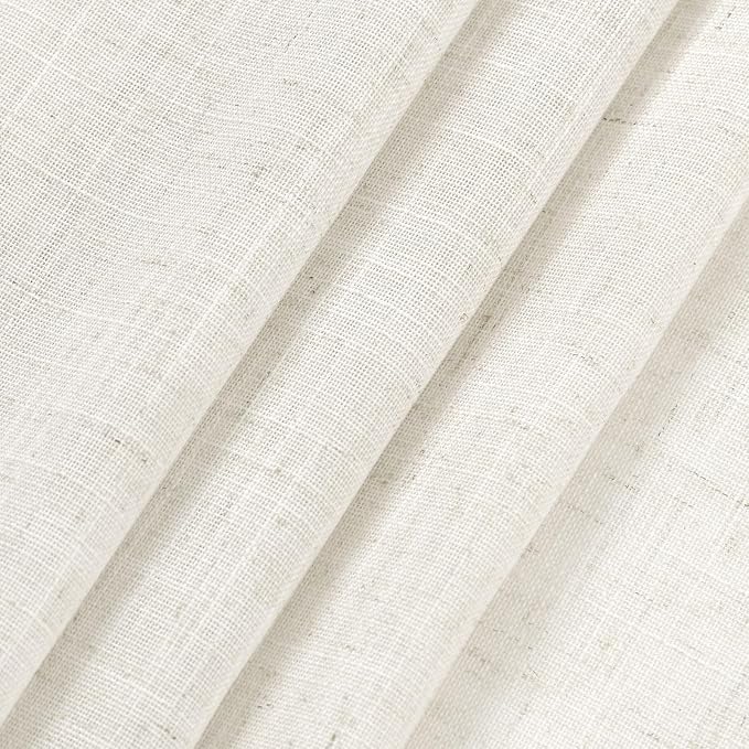 Nanspring Cream Semi Sheer Linen Curtains 73 Inch Length for Living Room Back Tab Rod Pocket Modern Farmhouse Coastal Decor Cotton Textured Gauze Curtains 73 Inches Long for Dining Room Office 52x73