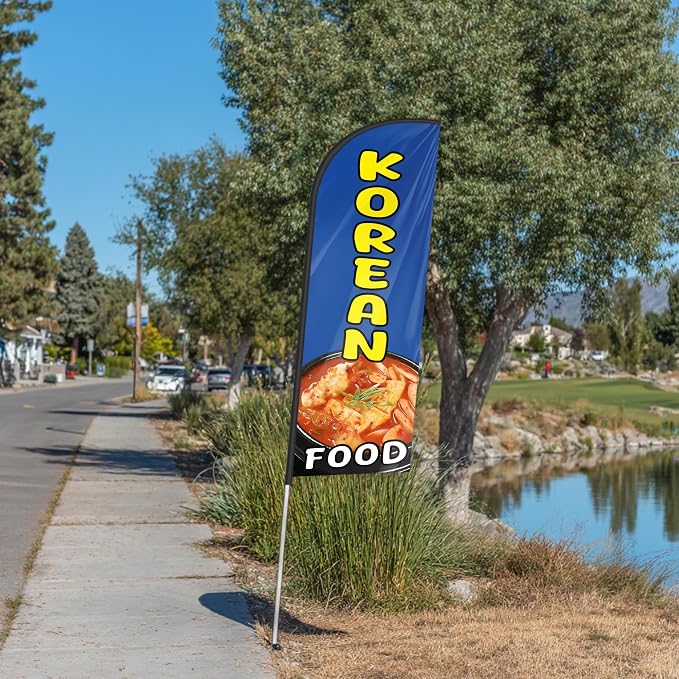 Korean Food Feather Flag for Storefronts Fairs,6 FT (Flagpole Not Included) | Business Advertising Flag