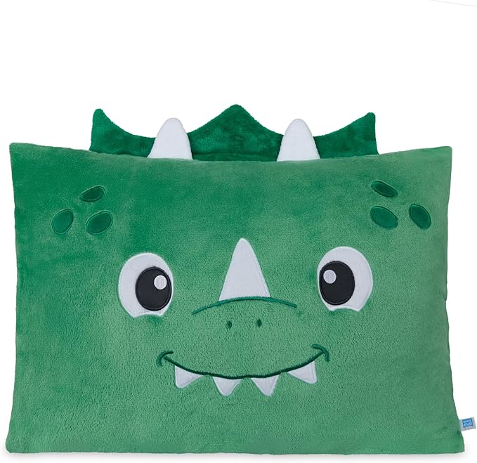 Saint Eve Kids Pillow Pals Fuzzy Pillow Case, Cute Animal Friends Soft Pillow Cover for Kids Beds and Nap Time - Mochi The Dino