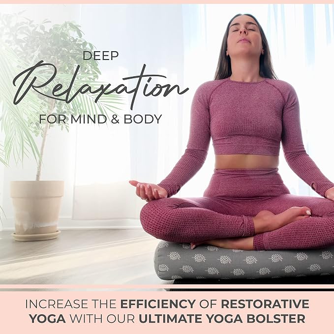 Y O GAYO Yoga Bolster - Made with 100% Cotton, Yoga Pillow Set Includes Extra Washable Cover and Carry Bag