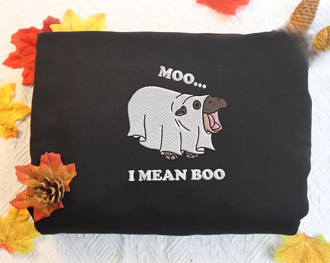 YOUNG GREEN Moo Deng Embroidered Sweatshirt Moo Deng Bouncy Pig Shirt Cute Baby Hippo Sweatshirt Gift For Moo Deng Lovers