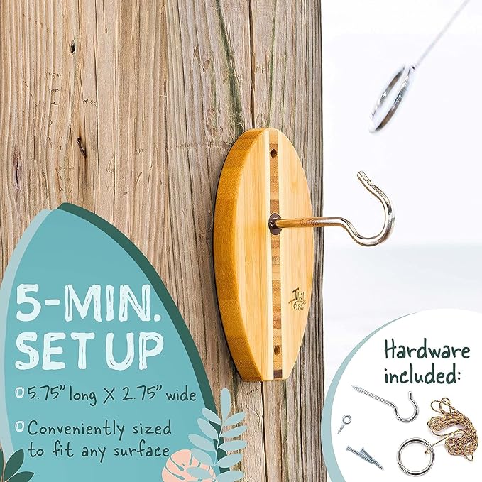 Tiki Toss Ring Toss Game for Adults - Hook and Ring Games with String and Hooks for Indoor/Outdoor Use, Man Cave Decor & Stuff, Gifts for Men/College - Standard or Deluxe 12.3" / Tiny 5"
