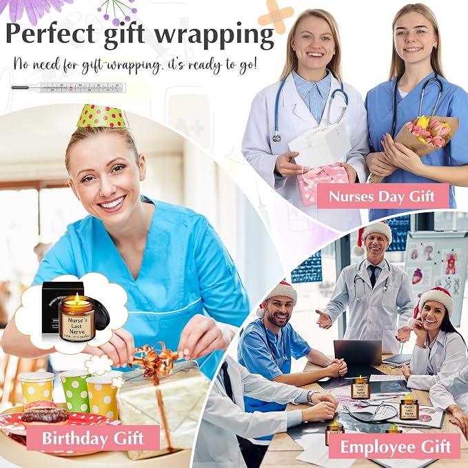 MTLEE 4 Pcs Nurses Gifts Bulk for Women, Nurse's Last Nerve Scented Candles 3.5 oz Candle CNA Gifts for Christmas Women Female Graduation Birthday Present (Tawny)
