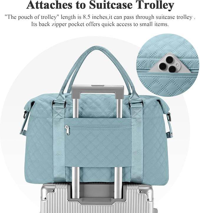 Travel Duffel Bag, Carry On Overnight Weekender Bags for Women | Travel Bag with Wet Pocket & Trolley Sleeve, For Spirit Airlines 18x14x8 Personal Item Bag