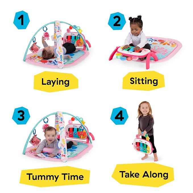Baby Einstein Ocean Explorers 4-in-1 Kickin Tunes Jellyfish Jamboree Music & Language Discovery Gym, Pink, Ages 0 Months and Up